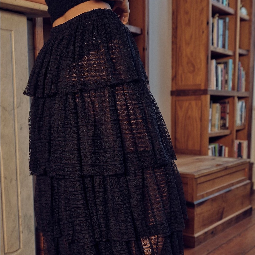 Free People Let’s Go Girls Convertible Black Slip Skirt. Sz. Medium - Picture 4 of 6